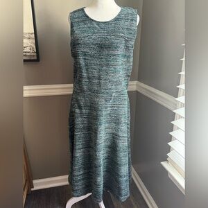 Loft Women’s Boucle Tweed Stretch Knit Sleeveless Fit & Flare Midi Dress‎ 12